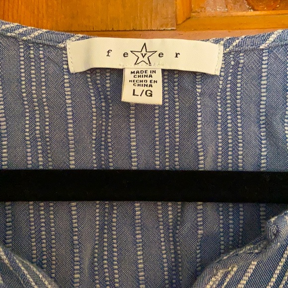 Steel Blue and White Striped Blouse by Fever - Picture 3 of 3